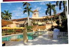  ??  ?? ‘Bachelor lifestyle’: Mr Trump grabs one woman by the waist in the footage, shot at his Mar-a-Lago club, left