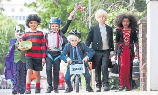  ?? ?? ROGUES GALLERY: A comic book caricature of an overblown schoolboy who continuall­y gets into trouble and tries to fib his way out of the headmaster’s office is among these youngsters’ Halloween costume picks – as is fellow Beano character Dennis the Menace.