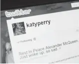  ?? Afp-getty Images/files ?? Social media giants Facebook and Twitter are in a battle to attract celebritie­s such as Katy Perry.