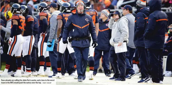  ??  ?? Fans already are calling for John Fox’s ouster, and a loss to the worst team in the NFC would push the outcry over the top.
| NAM Y. HUH/ AP