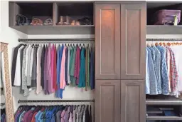  ?? PHOTOS BY STACY ZARIN GOLDBERG/CASE DESIGN VIA AP ?? This closet, designed by Elena Eskandari, features two levels of hanging space which offers room for a large collection of shirts and blouses.