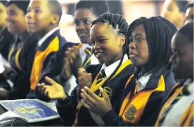  ??  ?? ADDRESSING RACISM: High school pupils attended a debate on how to build a non-racial country, held at Spine Road High School in Mitchells Plain yesterday. Picture: Cindy Waxa