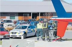  ?? Photo: Che Baker/FairfaxNZ ?? Tragedy: An injured skier is transporte­d from a Harris Mountain Heliski helicopter at the Wanaka Medical Centre after a fatal heliskiing crash on Mount Alta, near Wanaka, yesterday.