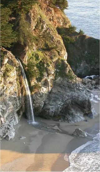  ??  ?? Left, Hedge Creek Falls near Dunsmuir; above, McWay Falls.