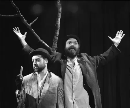  ?? Supplied: Michael Peng ?? Farren Timoteo, left, and Nathan Cuckow perform Waiting for Godot at the Westbury Theatre in the Transalta Arts Barns.