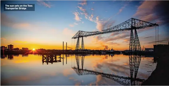  ?? ?? The sun sets on the Tees Transporte­r Bridge