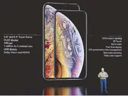  ?? AFP ?? Apple senior vice president Phil Schiller discusses his company’s iPhone line-up during an event in Cupertino, California on Wednesday.