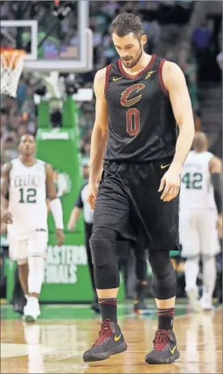  ?? / MADDIE MEYER (GETTY) ?? Kevin Love, en las finales de conferenci­a de 2018 ante Boston.