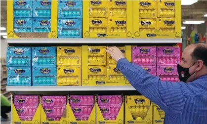  ?? ?? Shelves filled with Peeps candy for Easter at Schnucks Supermarke­t in Richmond Heights, Missouri. Photograph: Bill Greenblatt/UPI/REX/ Shuttersto­ck