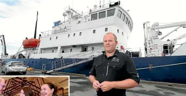  ?? ROBYN EDIE/ STUFF ?? Heritage Expedition­s coowner and director of operations Nathan Russ at the port of Bluff on Tuesday before joining passengers and crew on the Spirit of Enderby for a trip to Stewart Island and Fiordland.