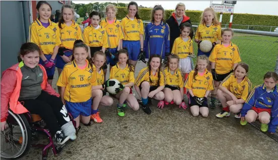  ??  ?? Ballydesmo­nd enjoyed a thrilling win over St. Lachteens in the Duhallow Schools 10-a-side Girls Football Final. Photos by John Tarrant