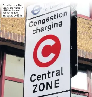  ??  ?? Over the past five years, the number of PCNs handed out by TfL has increased by 12%