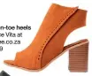  ??  ?? Open-toe heels Dolce Vita at Spree.co.za R499 Pointed heels Country Road at Woolworths R1 300