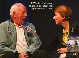  ??  ?? Al Worden and Helen Sharman talk about their experience­s in space Displays throughout the exhibition centre blended science and art