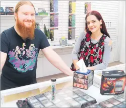  ?? PHOTO / BEVAN CONLEY ?? Nic Plane and Kelly Thurston have opened Mad Loot Games in Victoria Ave’s Marketplac­e.