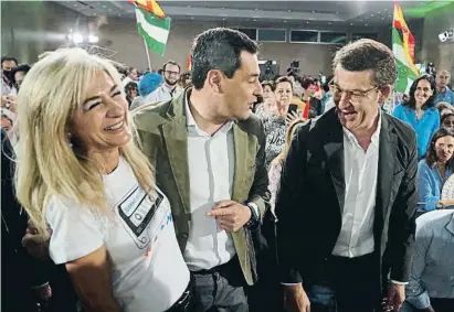  ?? ED	
 D  
    E    E ?? Juanma Moreno i Alberto Núñez Feijóo amb la cap de llista del PP a Sevilla, Patricia del Pozo