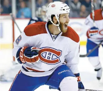  ?? PHOTO COURTOISIE USA TODAY, BRUCE FEDYCK ?? Brandon Prust réagit après avoir procuré les devants au Canadien dès la troisième minute de la période initiale.