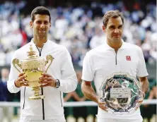  ?? ANSA ?? Djokovic e Federer, finalisti l’anno scorso: vinse Nole 13-12 al quinto set