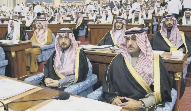  ?? PICTURE: GETTY ?? 0 Members attend the opening session of the Shura Council in Riyadh yesterday. The Gulf nation is accused of war crimes in Yemen