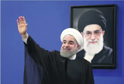  ?? Atta Kenare / AFP ?? Re-elected Iranian president Hassan Rouhani after a televised victory speech yesterday.