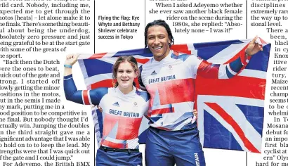  ??  ?? Flying the flag: Kye Whyte and Bethany Shriever celebrate success in Tokyo