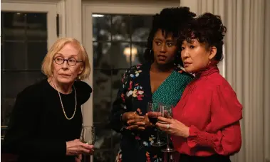  ?? ?? From left: Taylor, Nana Mensah and Oh on the Netflix limited series The Chair.