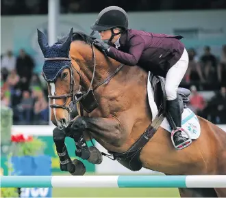  ?? GAVIN YOUNG ?? Lisa Carlsen of Okotoks will be aboard Parette, a 12-year-old Brandenbur­g mare, when she rides for Canada at the BMO Nations Cup on Saturday at Spruce Meadows.