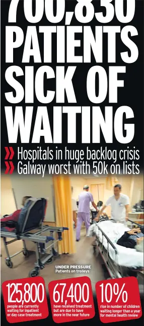  ??  ?? UNDER PRESSURE Patients on trolleys