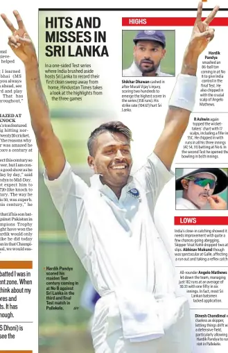  ?? AFP ?? Hardik Pandya scored his maiden Test century coming in at No 8 against Sri Lanka in the third and final Test match in Pallekele.