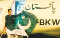  ??  ?? A screengrab from the video clip that shows Eva waving the Pakistani flag and dancing in front of a PIA plane.