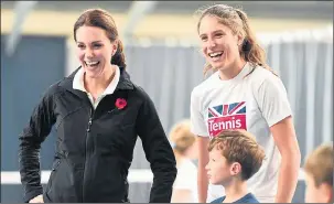  ??  ?? All smiles…Duchess of Cambridge with British women’s No 1 Johanna Konta