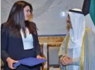 ??  ?? His Highness the Amir Sheikh Sabah Al-Ahmad Al-Jaber AlSabah meets with Dr Al-Anoud Al-Sharekh.