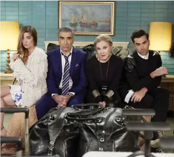  ?? CBC ?? Actors Annie Murphy, left, Eugene Levy, Catherine O’hara and Dan Levy star in the CBC comedy Schitt’s Creek, which has received 15 Canadian Screen Awards nomination­s. The ceremony is March 31.