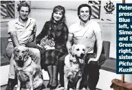  ?? ?? Peter presenting Blue Peter, left, with Simon Groom and Sarah Greene and, right, as ugly sister Billie. Picture: Ada Kuzikiewic­z