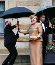  ?? Michaela Rehle / Reuters ?? Chancellor Angela Merkel at the opening of the Bayreuth Wagner opera festival in Germany