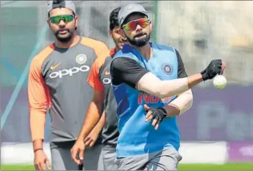  ?? REUTERS ?? Virat Kohli during a training session on Wednesday ahead of India’s first ODI against England at Trent Bridge.