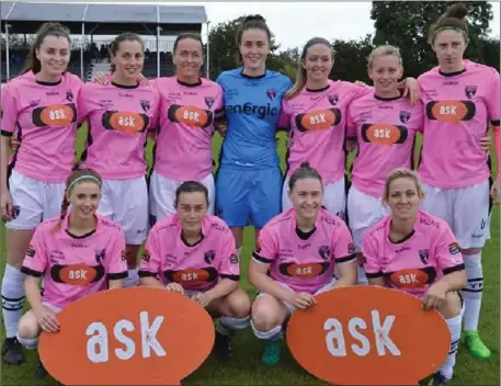  ??  ?? The Wexford FC ladies with the new kit sporting the ‘Ask’ logo.