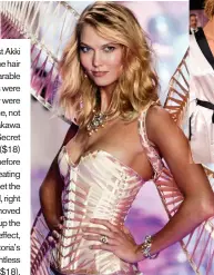  ??  ?? Lead hairstylis­t Akki Shirakawa said the hair should look “chic, wearable and easy.” Extensions were obvs on hand, but they were used to create volume, not
extra length. Shirakawa massaged Victoria’s Secret
Mega-Lift Mousse ($18) through damp roots...