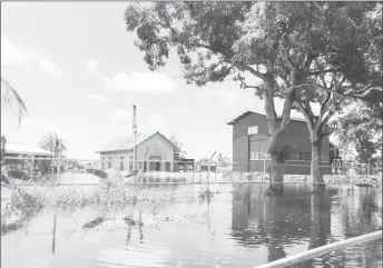  ??  ?? The flooded compound of the Mora Point Pump station