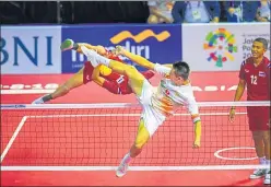  ?? PTI ?? ▪ An Indian player (in white) in action against Thailand.