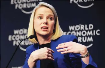  ?? ERIC PIERMONT/AFP ?? Yahoo confirmed on Monday that CEO Marissa Mayer (pictured) will quit the company’s board after its merger with Verizon.