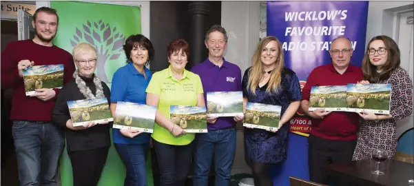  ??  ?? Richard Kelly, Eileen Earls, Eileen Horan, Mary O’Brien, Brendan O’Leary, Claire Hogan, Vincent Doran and Marlena Murphy at the launch of the Wicklow Calender 2018 in the Powerscour­t Arms, Enniskerry