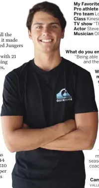  ??  ?? My Favorites Pro athlete Russell Westbrook Pro team Los Angeles Chargers Class Kinesiolog­y
TV show “The Office” Actor Steve Carrell
Musician Old Dominion What do you enjoy most about your sport? “Being able to play with my teammates and the...