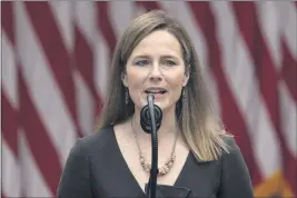  ?? ALEX BRANDON — THE ASSOCIATED PRESS ?? Judge Amy Coney Barrett speaks after President Donald Trump announced her as his nominee to the Supreme Court on Saturday.