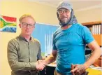  ?? ?? uMngeni Mayor, Councillor Chris Pappas, welcomed Dale van Blerk to Howick last week. Van Blerk walked 600km to raise money to rebuild two schools damaged in the 2022 floods.