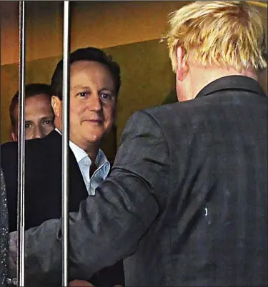  ??  ?? Fancy seeing you here! David Cameron and Boris Johnson at Mayor’s leaving party last week