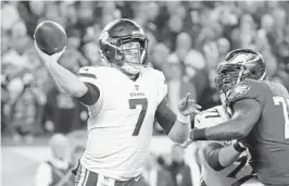  ?? MATT SLOCUM/AP ?? NFL Media reported on Monday that the Vikings don’t plan to use the franchise tag on quarterbac­k Case Keenum after leading the team to the NFC Championsh­ip Game.