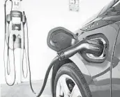  ?? RICHARD VOGEL/AP 2018 ?? As more electric vehicles become available, the U.S. is looking to increase the number of plugs to meet demand.