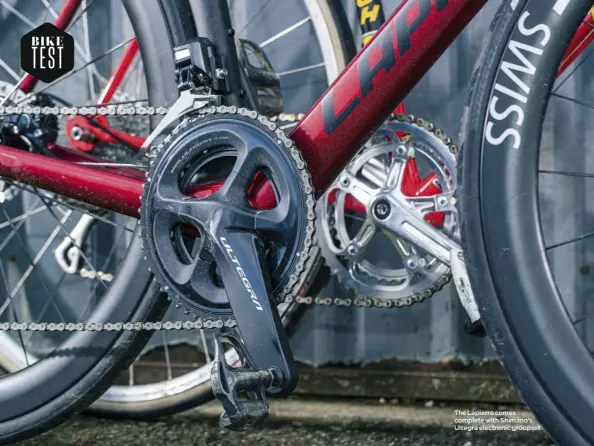  ??  ?? The Lapierre comes complete with Shimano’s Ultegra electronic groupset