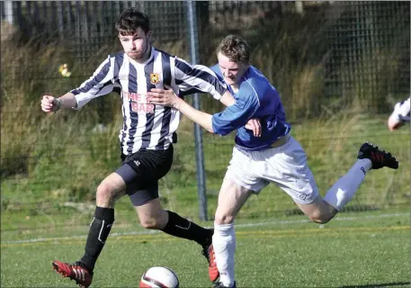  ??  ?? Ryan Hargadon of Merville in action against Lough Harps in Cleveragh at the weekend. Pic: Carl Brennan.